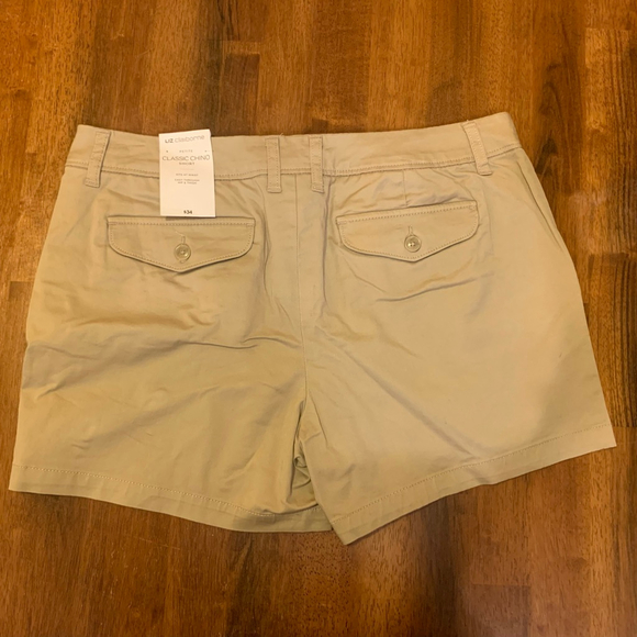 Liz Claiborne NWT Shorts 12 Petite Khaki Tan Classic Chino - Picture 7 of 9